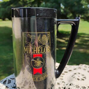 Michelob advertising Thermo-Serv black thermal plastic stein shaped mug Made USA